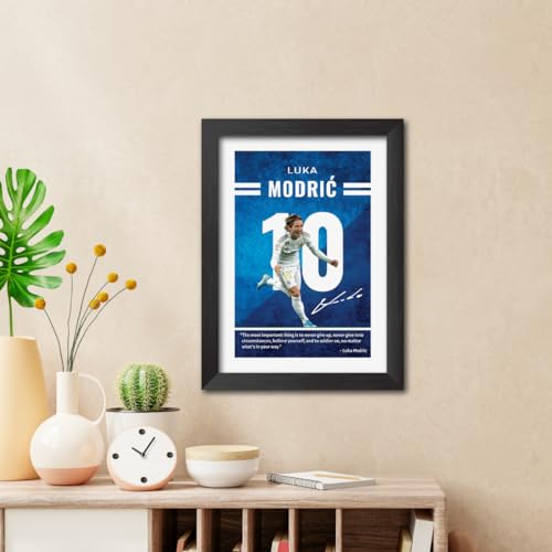 Image of TenorArts Luka Modric Quotes Poster Frame Real Madrid Laminated Photo Framed Painting with Matt Finish Black Textures (12 inches x 9inches)