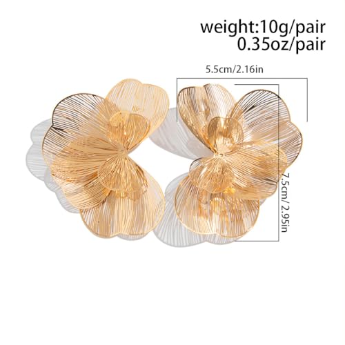 Gold Large Flower Dangle Earrings for Women Vintage Big Ginkgo Leaf Statement Silver Earring Trendy Oversized Floral Punk Jewelry Hip Hop Accessories2
