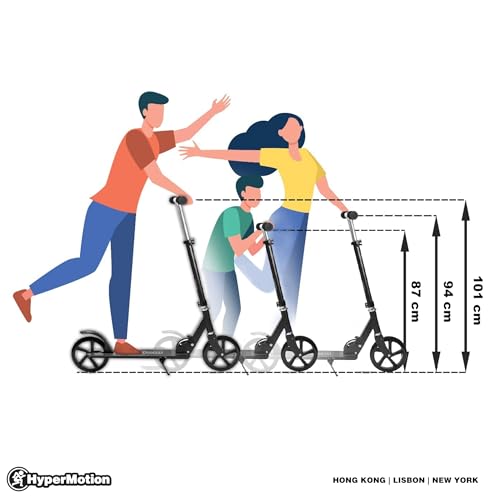 HyperMotion, Kinderroller, Roller für Kinder, faltbar, ab Kleinkind Junge Mädchen, Kinderscooter für Mädchen und Jungen ab 8 Jahre, Kickboard, Tretroller, Schwarz