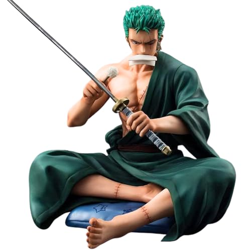 Image of FUNFOB Zoro Action Figure Height - 12cm Collectible for Anime Fans Manga Weeb PVC Multicolour | Z-oro Sitting