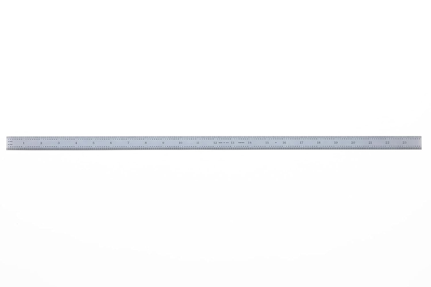 PEC Tools 24" Flexible Ruler, Satin Chrome Finish, .020" Thick X 3/4" Wide, Machinist Metal Ruler Scale with Marking 1/32", 1/64", 1/10", and 1/50" Graduations, Made in USA