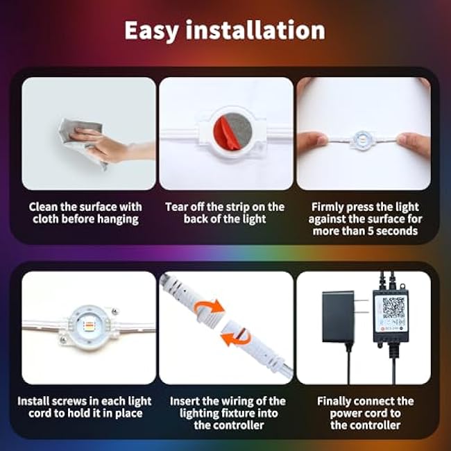 50ft Permanent Outdoor RGB Lights with App Smart LED String Light Remote Control Outdoor Hanging Party Light Waterproof Color Changing Outside Lights for Yard Holiday Christmas House Roof Patio