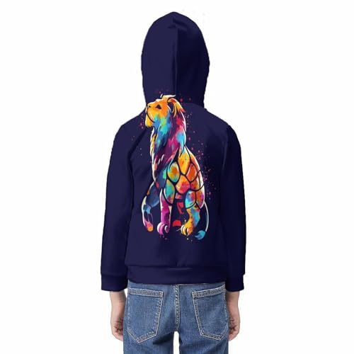 Pull lion à capuche enfants résistant aux lavages et confortable pour le collège - 6