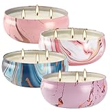 4 Pack Citronella Candles-3 Wick Scented Candles,Outdoor Candle Bulk 12 oz Large Candle Gift for Patio,Summer Gifts,Anniversaries GIF.