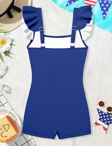 Image of Girls Swimsuit Ruffle Solid One Piece Bathing Suits 7-18 Years | Teen Bathing Suits for Girls Ruched Sleeveless Girls' Swimwear