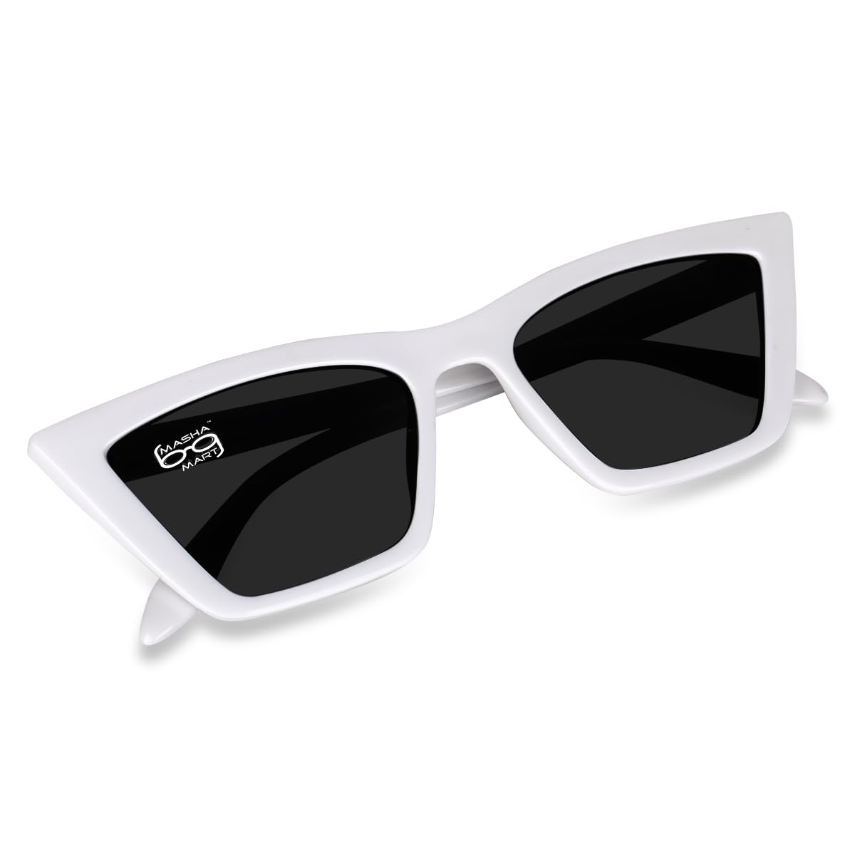 mashamartCat Eye Sunglasses inspired by PRIYANKA CHOPRA UV Protected for Women Girls Retro vintage Narrow Cat Eye ( White Frame )
