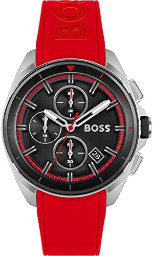 BOSS Chronograph Quartz Watch for Men with Red Silicone Bracelet - 1513959