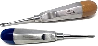 Dental Elevator Set of 2 LUX C+S 4mm for Tooth Molar Root Extraction Made of Stainless Steel with Hollow Handle Surgical Implant Luxating Instruments