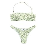 PF Damen Zweiteilige Bikini gepolsterte Badebekleidung mit Leopardenmuster Sexy Schwimmkostüm Italienisches Design (8423-Light Green, L)