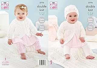 King Cole Baby DK Knitting Pattern Easy Lace Cardigan Matinee Jacket Hat & Blanket (5770)