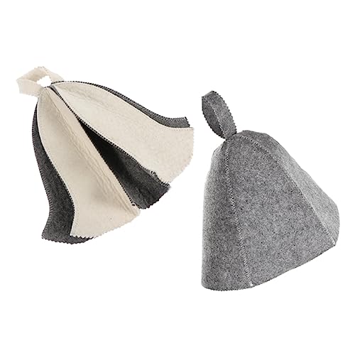 Sosoport 2Pcs Stylish and Portable Sauna Hats Thickened Heat Insulation Felt Hats for Men and Women Lightweight Sauna Hair Protectors with Hanging Ring for Travel Use