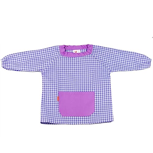 KLOTTZ PONCHO - Babi poncho sin botones guardería. Bata escolar cómoda de vestir perfecta para comedores y colegios. bebé-niños color: LILA talla: 2