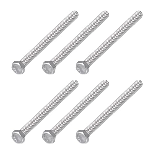 Image of METALLIXITY Hex Head Bolts (3 /8-16 x 4-1 /2 inch) 6Pcs, 304 Stainless Steel 18-8, Fully Threaded, External Hex Drive, Plain Finish, Hex Head Screw Bolt, Silver
