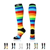 NEWZILL Compression Socks (20-30mmHg) for Men & Women - BEST Stockings for Running, Medical, Athletic, Edema, Diabetic, Varicose Veins, Travel, Pregnancy, Shin Splints. (Rainbow Stripes, Small)