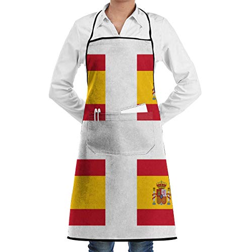 Na Inicio Delantales De Repostería Con Bolsillo Práctico, Delantal Con Pechera De Bandera Española Para Su Esposa