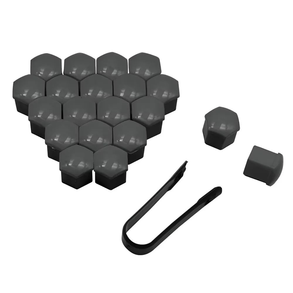 LOCKLGFMCZ 20Pcs Car Decoration Auto Anti-Rust Hub Screw Cover Rust Protection Automobile Wheel Nut 17 19 21mm Exterior Accessories(Seize If Grey,17mm)