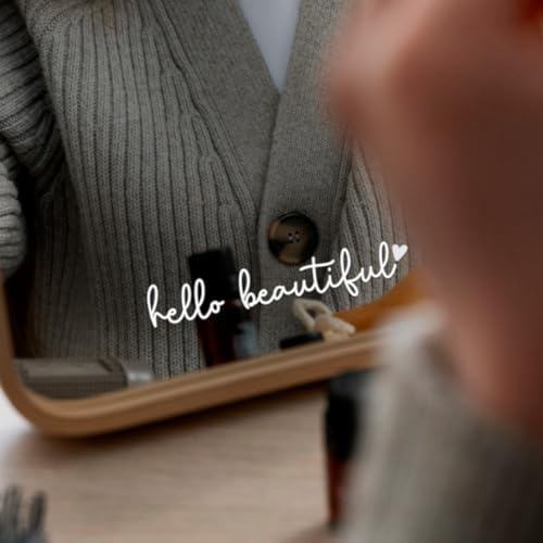 Image of 3X Hello Beautiful Rearview Mirror Decal, Cars Decoration For Women, Cute Car Stickers for Women, Car Stickers And Decals, Rearview Mirror Accessories