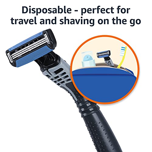 Amazon Basics 3-Blade Disposable Razors For Men, 6 Count, 2 Packs Of 3 (Previously Solimo) #TOP6
