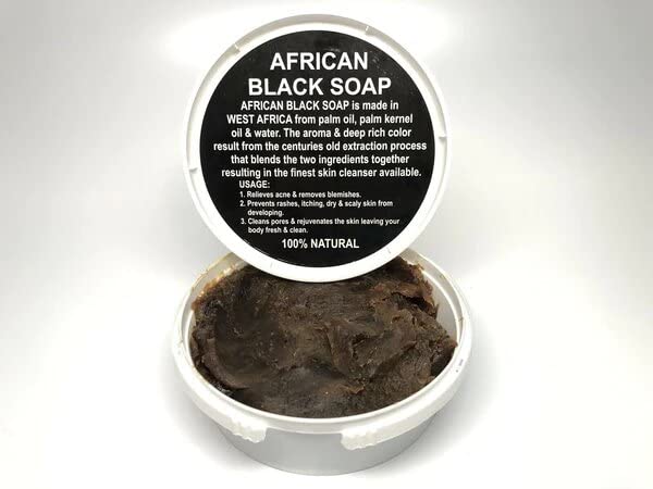 KyaboOriginal Authentic Brand 100% Natural Herbal Virgin RAW Organic Pure African Black Soap Paste 16oz Tub/Jar/Deli Container Premium Acne Eczema Skin Body Hair cleanser Unrefined Ghana…