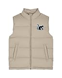Surf Monkey Chaleco Puffer - Save the ocean - Reciclado - Hombre/Mujer (FR/ES, Letras, M, Regular, Regular, Beige)