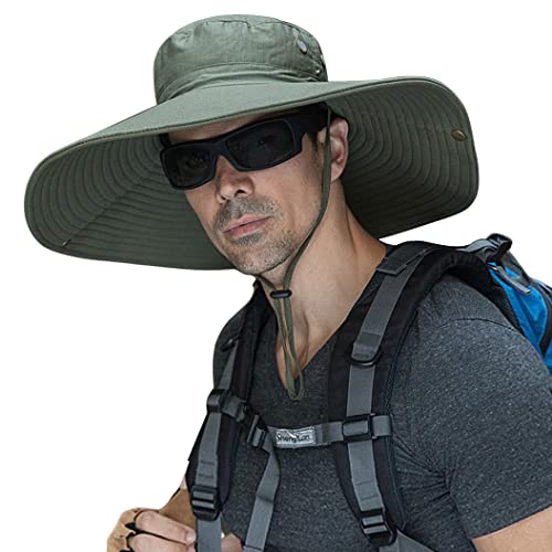 Image of HUAMULAN Wide Brim Sun Hats Men and Women Bucket Safari Fishing Hat for Hiking Garden Lawn Work Camping Outdoor