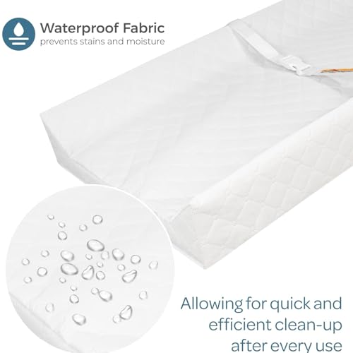 Image of Waterproof Contour Diaper Changing Pad - 80 x 40 cm Baby Change Mat with Safety Strap, Anti-Slip Base, Easy to Clean, Lightweight - Fits All Standard Changing Tables & Dresser Tops