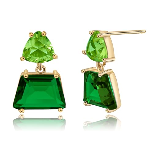 Elaximn Large Hypoallergenic Green Crystal Dangle Earrings for Women