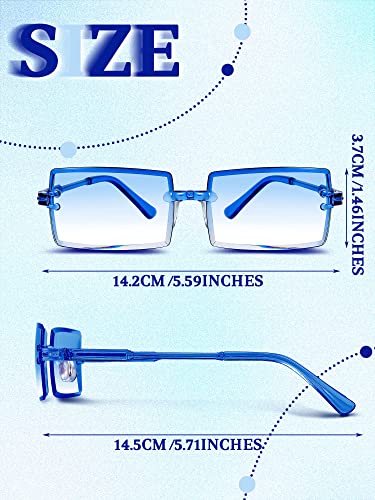 Geyoga 12 Pairs Rectangle Sunglasses for Women Men Retro Party Sunglasses Bulk Trendy Rimless Glasses for Costume2