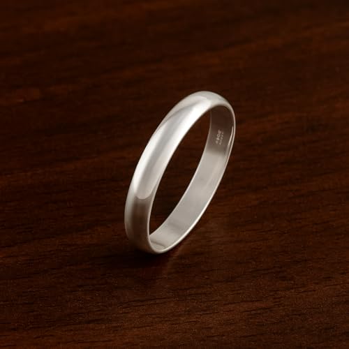 Image of Sechi 925 Sterling Silver Plain Customized Band Ring for Mens and Women | 925 Stamped Stacking Thumb Finger Ring Boys & Girls | Gift for him her | Chandi Ring | Thumb Ring | 6 Month Warranty