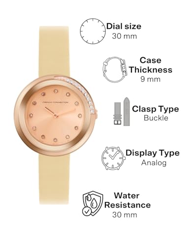 Image of French Connection Sunray Rosegold Round Dial with Pink Leather Strap Watch for Womens - FCO1RGL