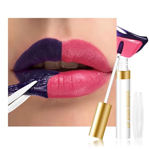 evpct Cool Rose Peel Off Lip Stain Tints with Tweezer, Matte Lipstick Lip Stain Gloss Long Lasting Waterproof for Women, Non-stick Cup Lipstick Peel Off High Pigmented 24 Hrs Original Lips Stains, 11