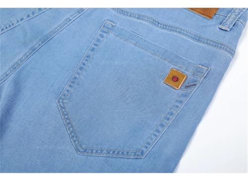 Men's Summer Thin Lyocell Jeans Drape Loose Business Straight Elastic Denim Pants Trousers4