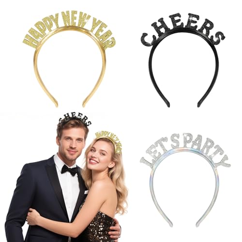 DPKOW Set di 3 Cerchietti Capodanno 2026 Scintillanti, Cerchietti...