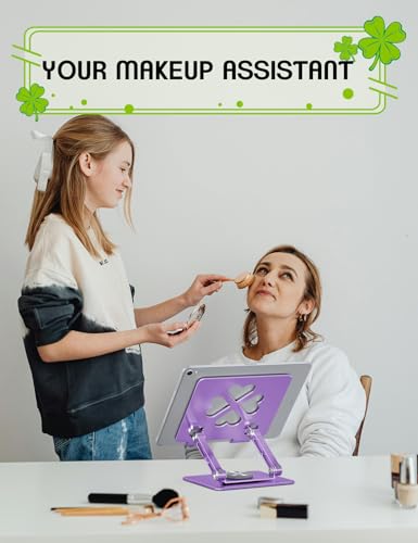 Image of Tablet Stand for iPad,360 Rotating Desktop Holder - Aluminum Adjustable & Foldable Desk Holder for iPad Pro 12.9 /11,Air 10.9,Samsung Tab S9,Portable Home /Office,Gift for Adults,Teens (Purple)