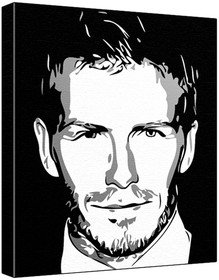 David Beckham (100% Original Painting. Not A Print ) Acrylic Paint On Deep Framed Canvas (60 x 50 x 1.8 cm) 3-Colour Black/Grey/White-image-31