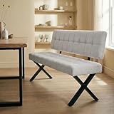 IDIMEX Esszimmerbank LAVICA mit Stoffbezug, Grau - gepolsterte Sitzbank mit Rückenlehne, robuste Eszimmer Bank für 3 Personen, Küchenbank aus pflegeleichtem und robustem Material