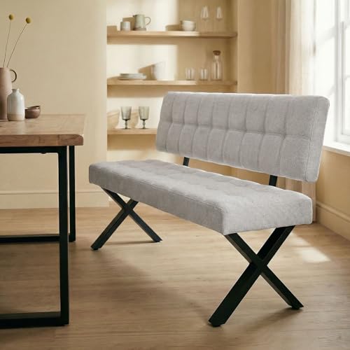 IDIMEX Esszimmerbank LAVICA mit Stoffbezug, Grau - gepolsterte Sitzbank mit Rückenlehne, robuste Eszimmer Bank für 3 Personen, Küchenbank aus pflegeleichtem und robustem Material