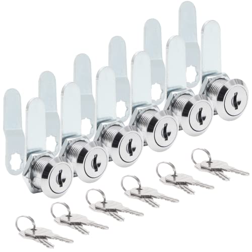 Uenhoy 6 Pack Cabinet Cam Locks Keyed Alike, 5/8" (16mm) Cam Lock Set