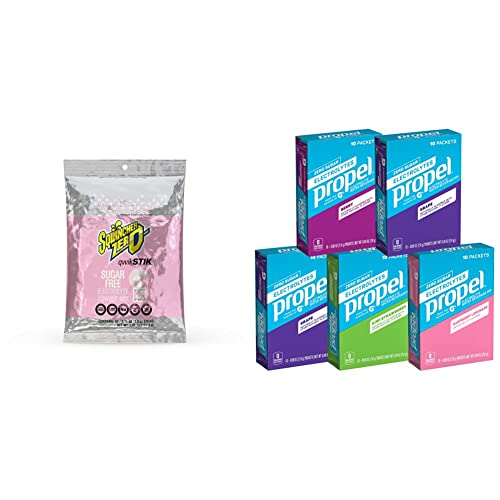 Sqwincher Zero Qwik Stik Sugar Free, Strawberry Lemonade & Propel Powder Packets 4 Flavor Variety Pack With Electrolytes, Vitamins And No Sugar 10 Count (Pack Of 5) #TOP9