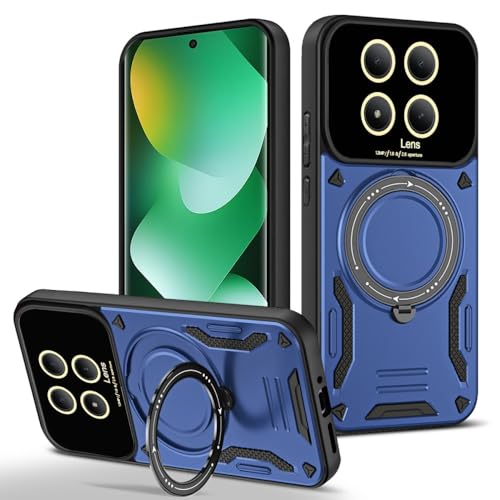 Coque silicone rigide bleu foncé pour Redmi Note 12 Pro Plus 5G avec anneau de béquille mat