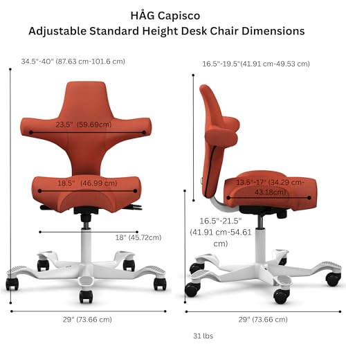 Image of HAG Capisco Standard Chair-White Frame-Upholstered Burnt Red
