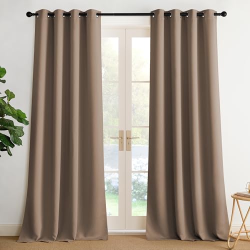 Image of NICETOWN Room Darkening Draperies Curtains Panels, 2 Panels Cappuccino W52 x L90