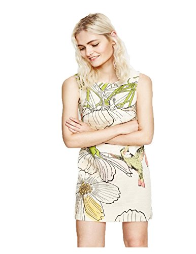 Desigual Vest_Menta Vestido, Beige (Crudo 1001), X-Large para Mujer