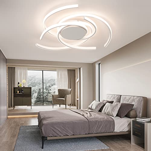 LEDシーリングライト 調光調色 リモコン付き 省エネ 北欧 照明器具 8畳 天井照明 引っ掛けシーリング 工事不要 玄関 寝室 和室 洋室 リビングルーム 子供部屋 簡単取付 無段階調光調色 (ホワイト)…