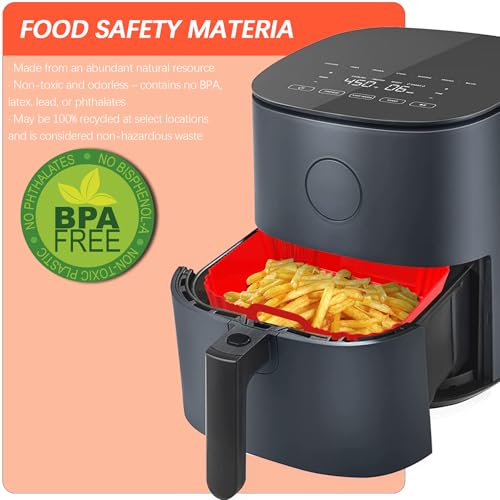 OAWEEN 2Pcs Silicone Air Fryer Liners Reusable Larger Square Thickened Airfryer Basket for 6 to 9 QT Baking Tray Accessories Kitchen Gadgets Replacement of Flammable Disposable Parchment Paper - Image 6