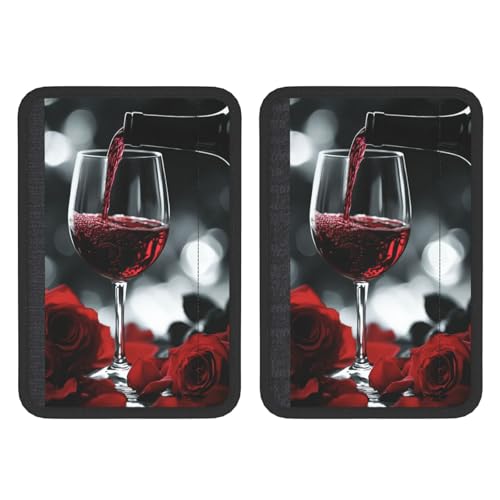 Red Wine Bottle and Rose Car Seat Belt Cover 2 Pack Seatbelt Strap Shoulder Pad Protector Universal Comfort for Car