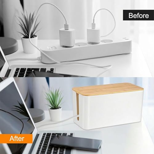 Sistema protector organizador de cables premium con acabado estético de madera blanca 6