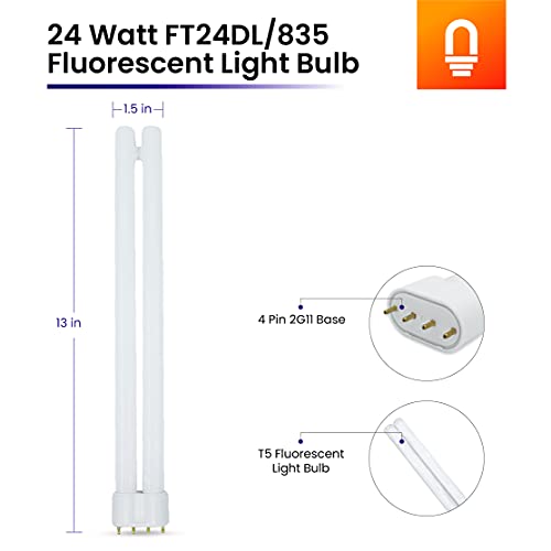 Lumenivo Ft24Dl/835 Replacement Bulb For Ottlite Truecolor Olt-24W 24 Watt T5 Fluorescent Light Bulb - 2G11 4 Pin Base - 3500K Standard White - Overall Length 13.1 Inches - 1 Pack #TOP2
