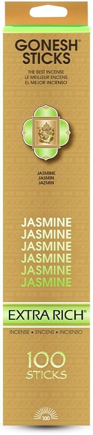 Gonesh - Extra Rich Scented Incense Sticks - Non-Toxic 10” Slow Burn Aromatic Sticks - Jasmine - 100 Pack