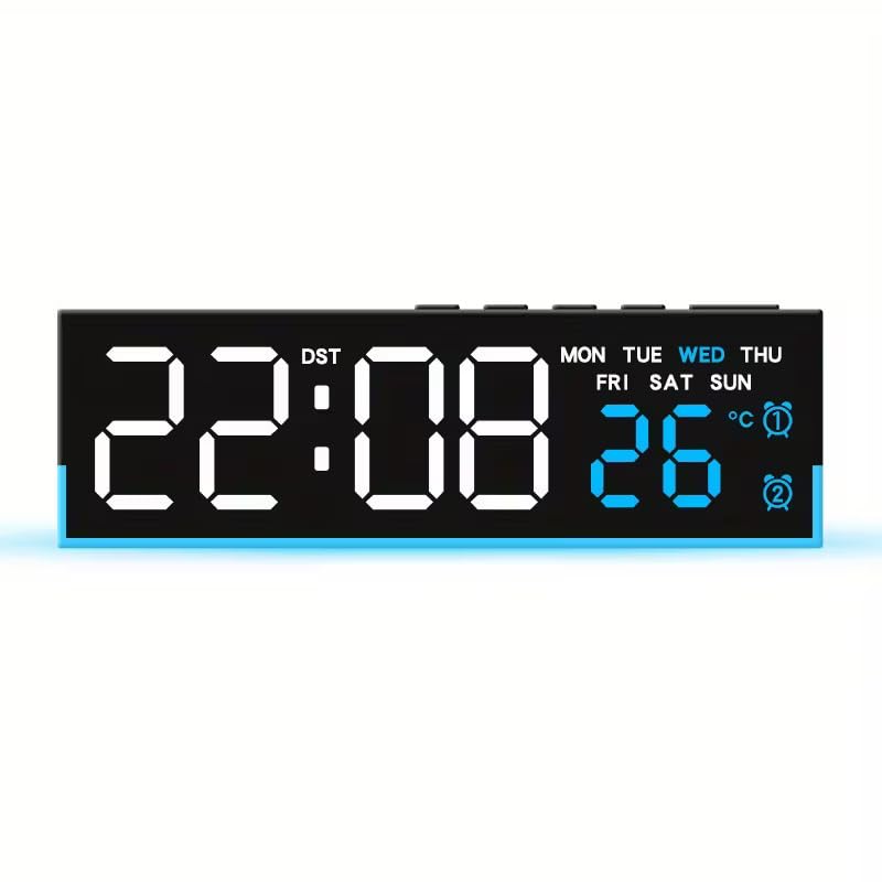 Digital Alarm Clock,Large LED Digital Clock for Bedrooms with 4 Color Changing Night Light,Adjustable Brightness,USB Charging Port,Bedside and Desk Clock for Living Room Office Decor (Blue)-image-37
